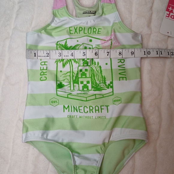 🟢 Minecraft Girls Swimsuit – One Piece – Size 4/5 – NEW - Picture 4 of 7